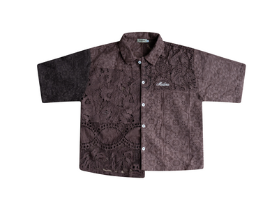 Brown Patchwork Short Sleeve Shirt - Sole DXB Exclusive