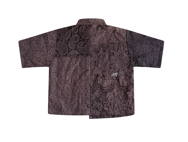 Brown Patchwork Short Sleeve Shirt - Sole DXB Exclusive
