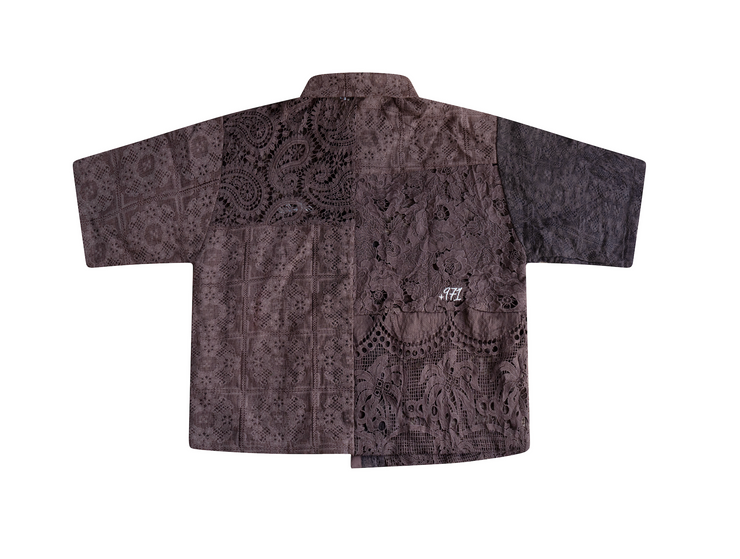 Brown Patchwork Short Sleeve Shirt - Sole DXB Exclusive