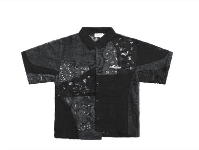 Black Patchwork Short Sleeve Shirt