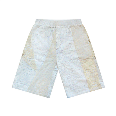 Cream Patchwork Crochet Shorts